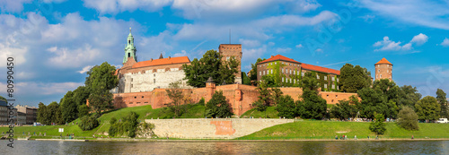 Naklejka pałac ludzie kościół panoramiczny kraków