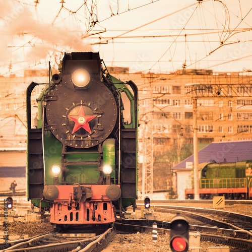 Fotoroleta vintage droga lokomotywa silnik rosja