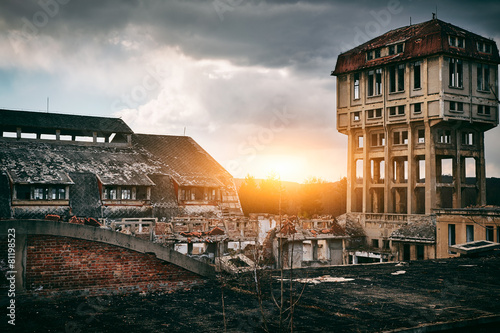 Naklejka stary miejski vintage architektura