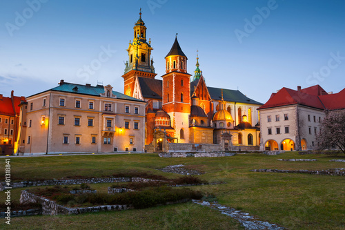 Naklejka kraków katedra zmierzch