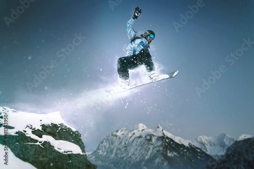 Fotoroleta snowboarder sporty ekstremalne mężczyzna snowboard sporty zimowe