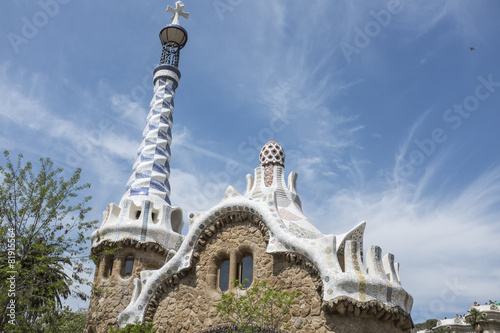 Plakat barcelona park architektura hiszpania sztuka