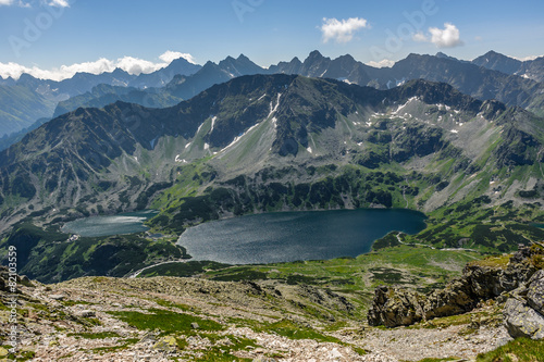 Plakat widok krajobraz słońce woda tatry