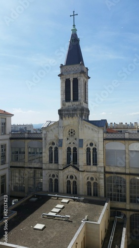 Naklejka wieża kościelna niebo kościół architektura