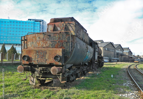 Fotoroleta retro stary maszyna obraz lokomotywa parowa