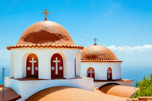 Naklejka piękny grecki grecja santorini kościół