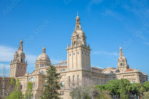 Plakat barcelona narodowy hiszpania wzgórze sztuka