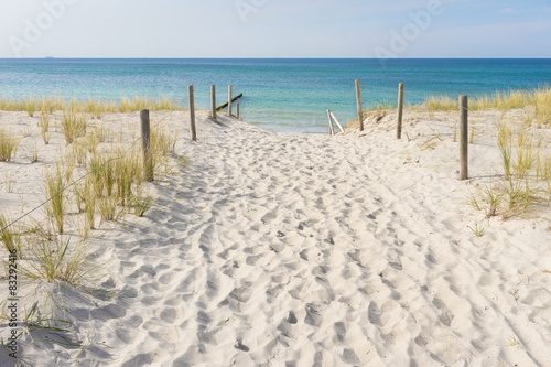 Plakat wybrzeże niebo plaża woda