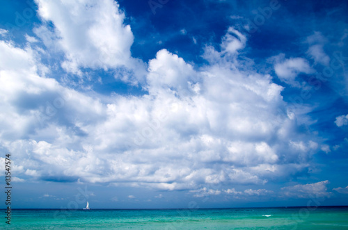 Plakat zatoka pejzaż słońce woda karaiby