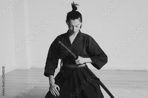Plakat sztuki walki japoński wschód japonia kobieta