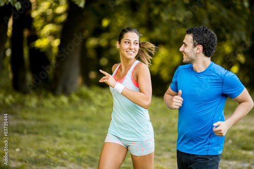 Fototapeta park jogging para ludzie kobieta