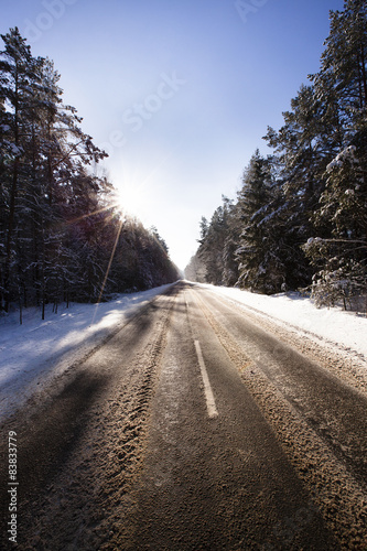 Fotoroleta drzewa natura wiejski ulica autostrada