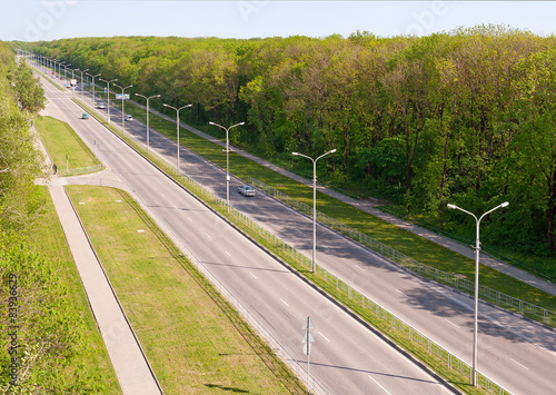 Plakat transport autostrada ruch widok lato