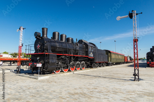Plakat stary retro muzeum lokomotywa