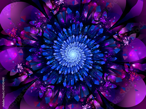 Plakat kwiat 3D spirala natura fraktal