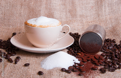 Plakat napój cappucino kakao kawa młynek do kawy