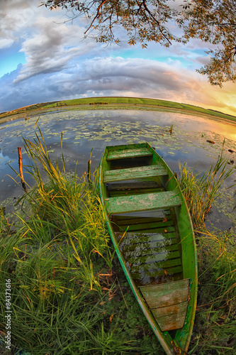 Fotoroleta lato natura łódź woda