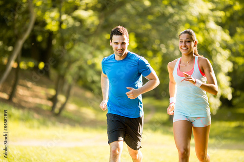 Plakat park ćwiczenie sportowy jogging