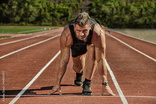 Fotoroleta lekkoatletka sport ćwiczenie sprint wyścig