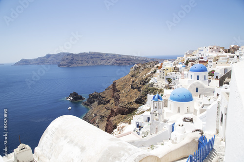 Fotoroleta wyspa santorini miejski dzwon wioska