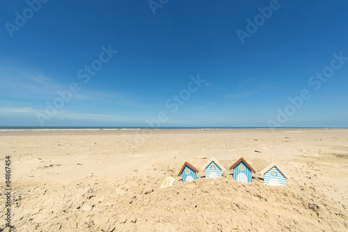 Plakat holandia morze północne wioska plaża