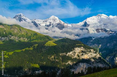 Plakat szwajcaria panoramiczny widok pejzaż
