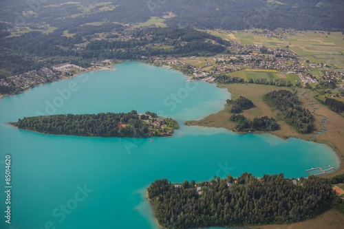 Plakat austria natura wyspa widok las