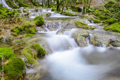 Naklejka pejzaż natura woda drzewa góra