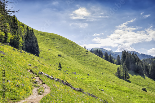 Obraz na płótnie wzgórze góra alpy niebo ścieżka