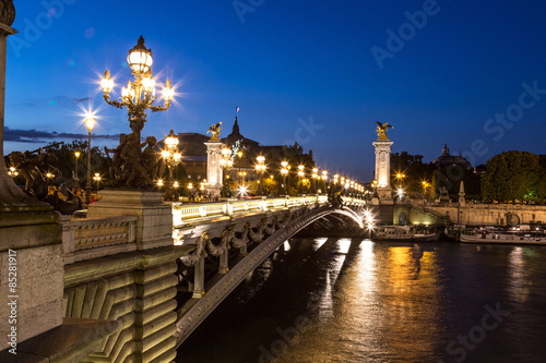 Fotoroleta noc architektura statua francja woda