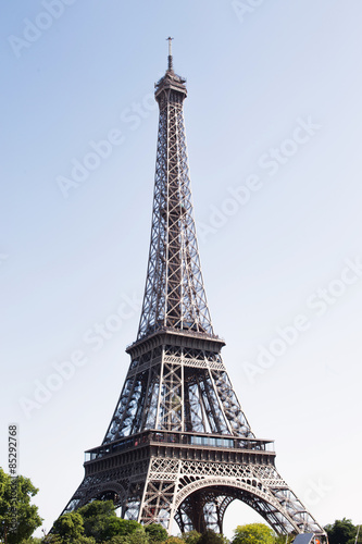 Fototapeta Eiffel tower on blue sky background.