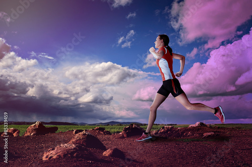 Fototapeta jogging kobieta lato góra ludzie