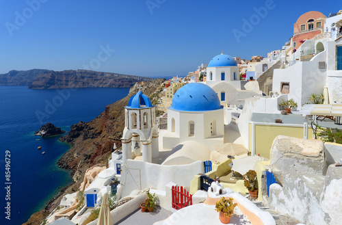 Plakat grecja santorini kościół architektura