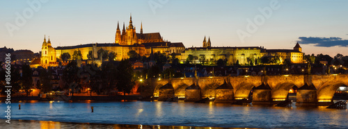 Obraz na płótnie czechy most zamek praga panoramiczny