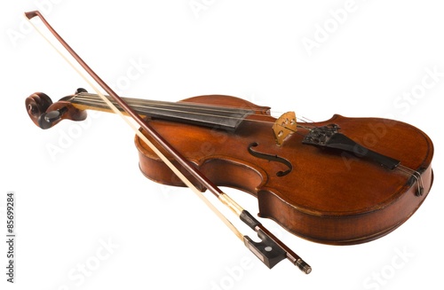 Naklejka skrzypce muzyka zbliżenie na białym tle instrument muzyczny