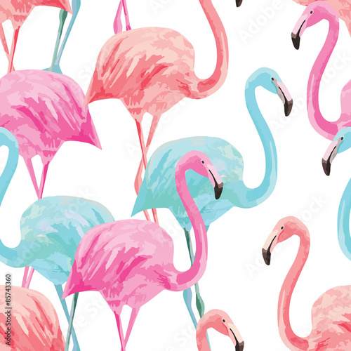 Fototapeta ptak wzór tropikalny dżungla flamingo