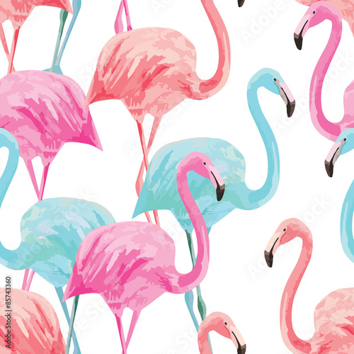 Obraz na płótnie ptak wzór tropikalny dżungla flamingo