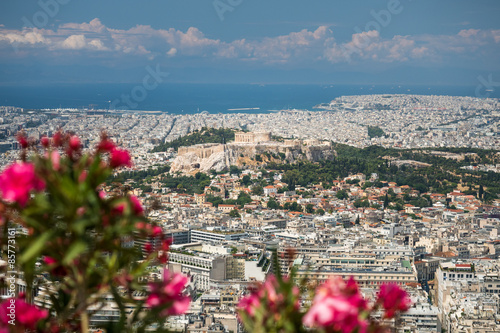Plakat śródmieście panorama grecja zamek ateny