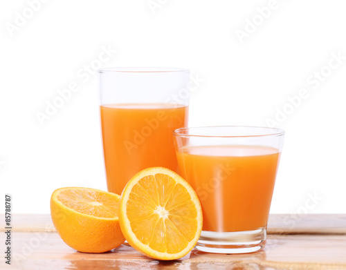 Plakat Orange juice isolated on  white