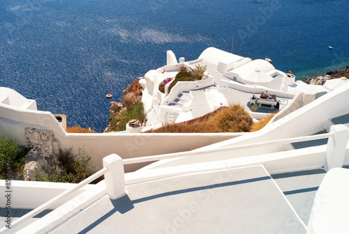 Plakat grecja statek wulkan santorini