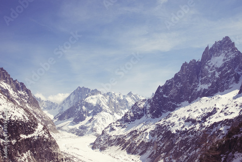 Plakat alpy niebo góra francja lód