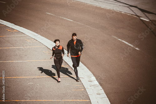 Naklejka jogging ludzie sport kobieta ćwiczenie