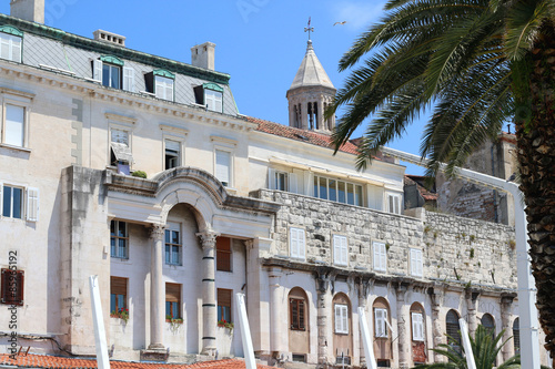 Plakat Eclectic mix of various historic architectural styles on Riva Promenade (waterfront) in Split Croatia.