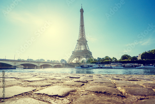 Plakat drzewa panoramiczny most miejski francja