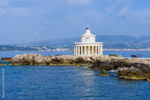 Plakat architektura morze grecja wybrzeże grecki
