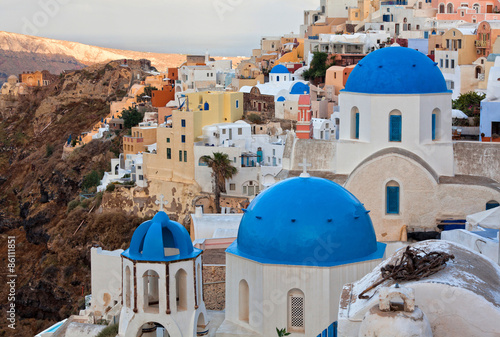 Naklejka wyspa pejzaż niebo santorini grecja