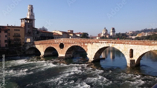 Plakat most pejzaż rzeki verona 