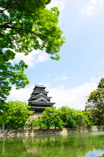 Obraz na płótnie japonia stary zamek błękitne niebo