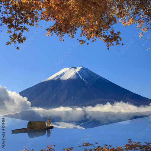 Plakat japoński fuji mężczyzna japonia góra