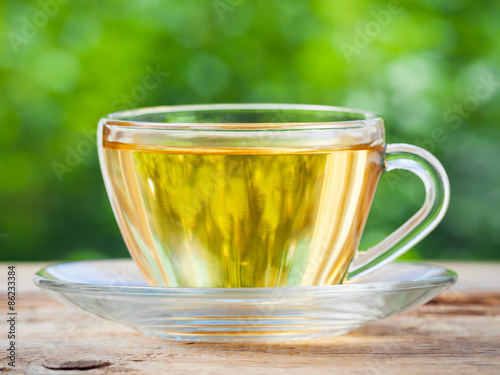 Naklejka filiżanka lato zdrowy napój herbata